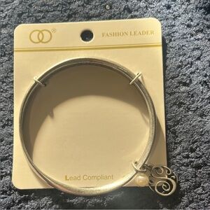Silver Bangle Bracelet with Charm